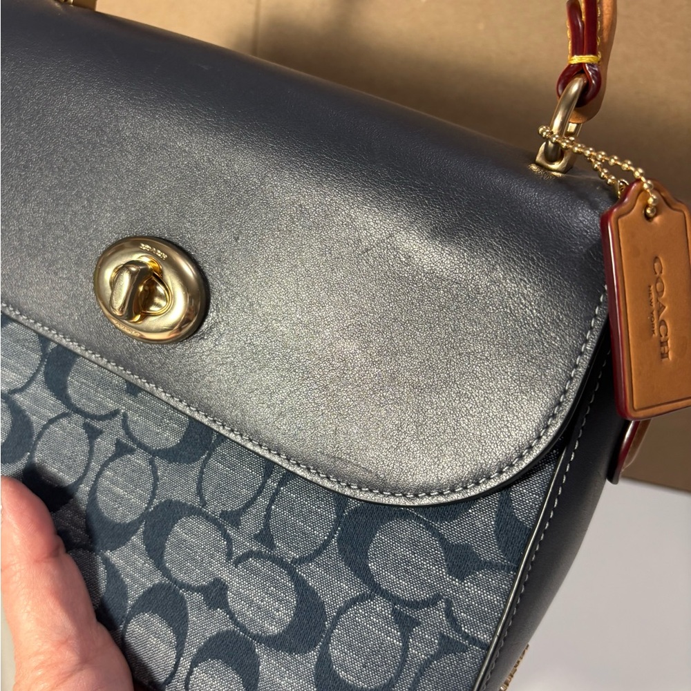 Coach Marlie top handle satchel in denim signature chambray C4921 - Picture 2 of 11